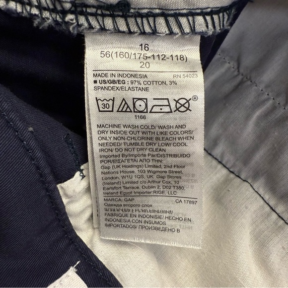 GAP Girlfriend High Rise Chino Pants Navy Stretch Cotton Women’s 16 - Picture 9 of 9